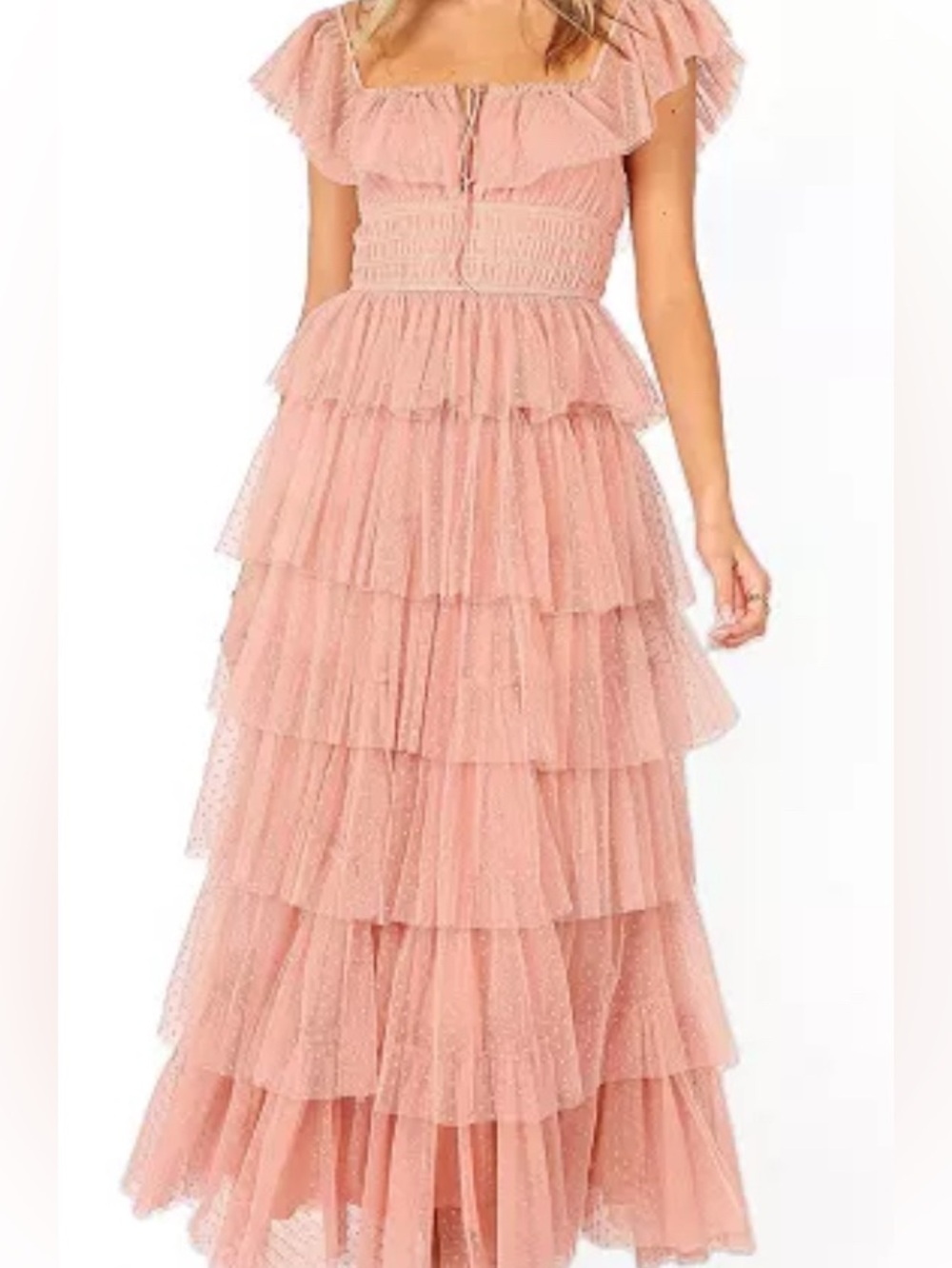 Petal & Pup Dusty Rose Tiered Ruffle Maxi Dress